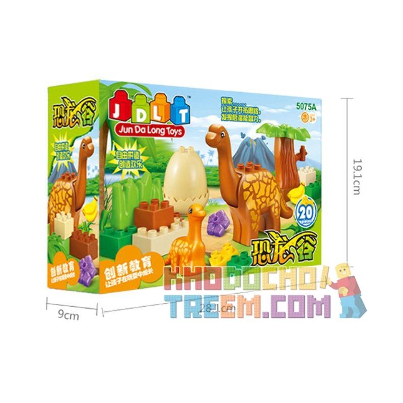 JUN DA LONG TOYS JDLT 5075A Xếp hình kiểu    Family Of Moabosaurus Utahensis Gia Đình Khủng Long Cổ Dài 20 khối