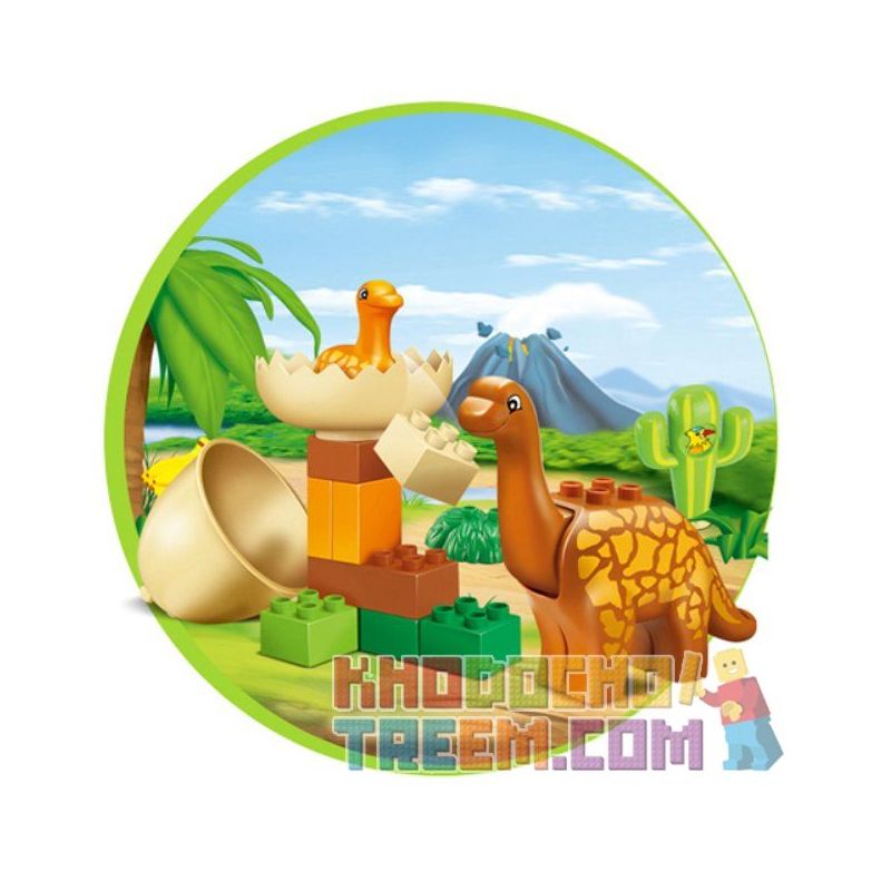 JUN DA LONG TOYS JDLT 5075A Xếp hình kiểu    Family Of Moabosaurus Utahensis Gia Đình Khủng Long Cổ Dài 20 khối