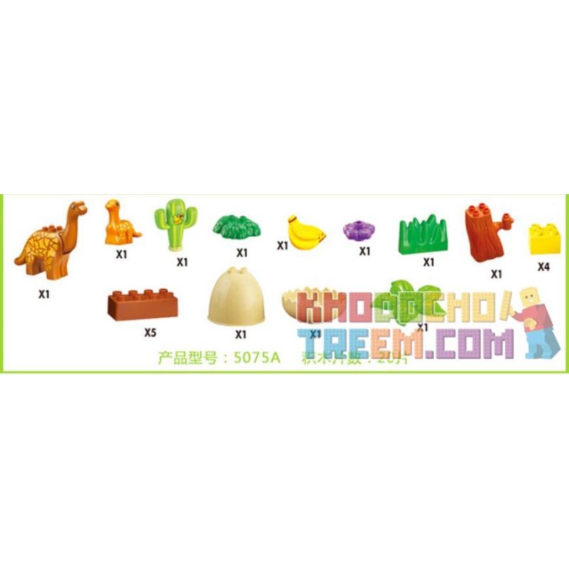 JUN DA LONG TOYS JDLT 5075A Xếp hình kiểu    Family Of Moabosaurus Utahensis Gia Đình Khủng Long Cổ Dài 20 khối