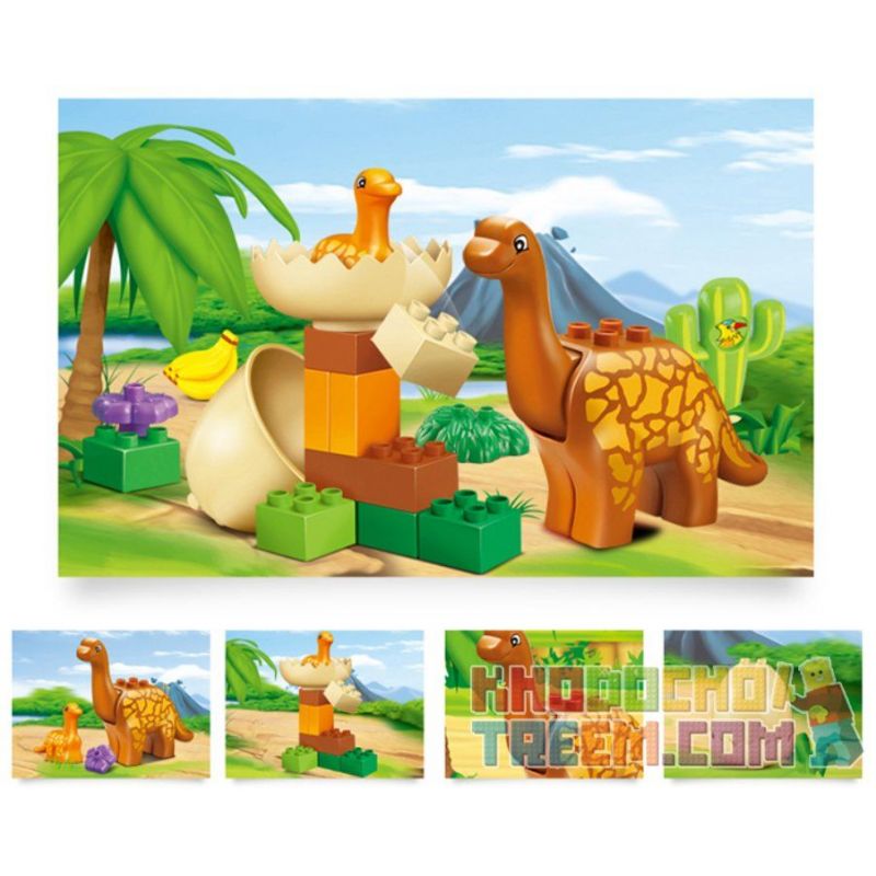 JUN DA LONG TOYS JDLT 5075A Xếp hình kiểu    Family Of Moabosaurus Utahensis Gia Đình Khủng Long Cổ Dài 20 khối