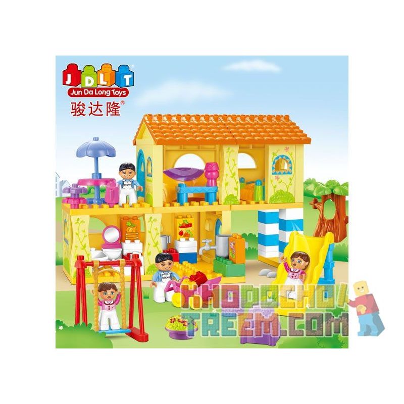 JUN DA LONG TOYS JDLT 5043A Xếp hình kiểu    House Of Kids Ngôi Nhà Của Bé Và Các Bạn Nhỏ 102 khối