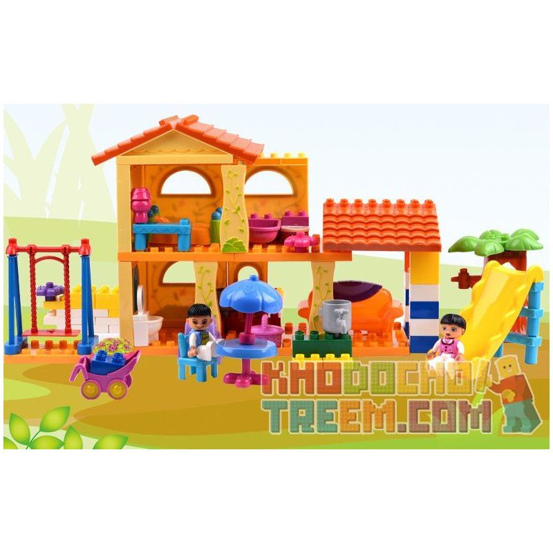 JUN DA LONG TOYS JDLT 5043A Xếp hình kiểu    House Of Kids Ngôi Nhà Của Bé Và Các Bạn Nhỏ 102 khối