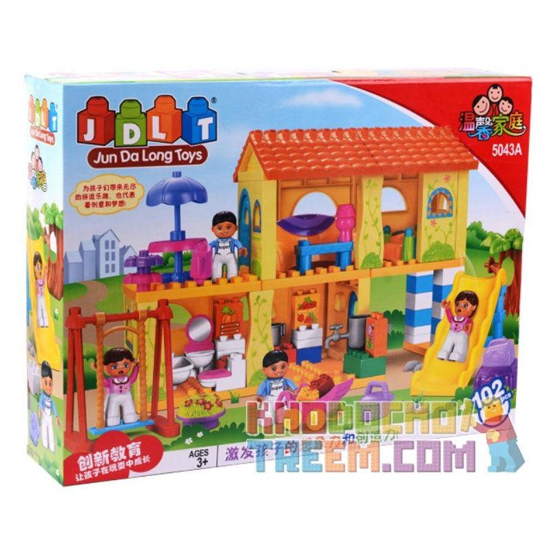 JUN DA LONG TOYS JDLT 5043A Xếp hình kiểu Lego Duplo DUPLO House Of Kids Ngôi Nhà Của Bé Và Các Bạn Nhỏ 102 khối