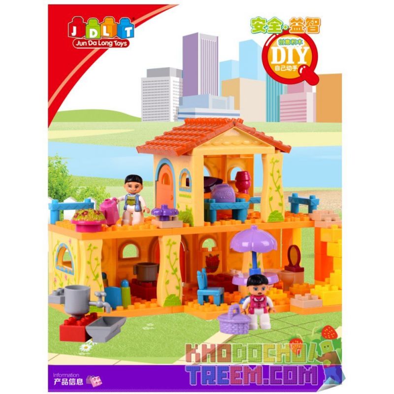 JUN DA LONG TOYS JDLT 5046A Xếp hình kiểu    Our Little House Một Ngày Của Bé Và Bạn Trong Ngôi Nhà Nhỏ 76 khối