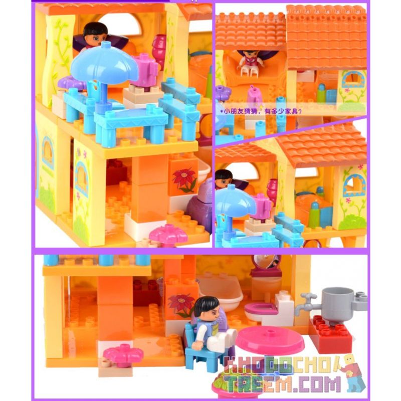 JUN DA LONG TOYS JDLT 5046A Xếp hình kiểu    Our Little House Một Ngày Của Bé Và Bạn Trong Ngôi Nhà Nhỏ 76 khối
