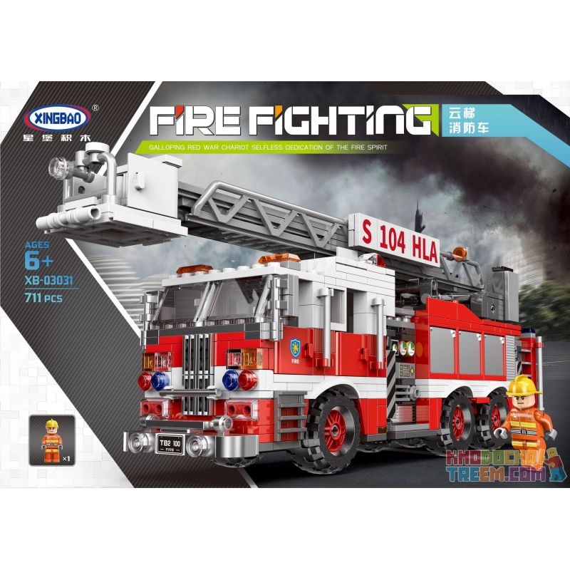 XINGBAO XB-03031 03031 XB03031 Xếp hình kiểu Lego FIRE RESCURE Fire-Fighting Truntable Ladder Fire Fighting Continental Fire Tru