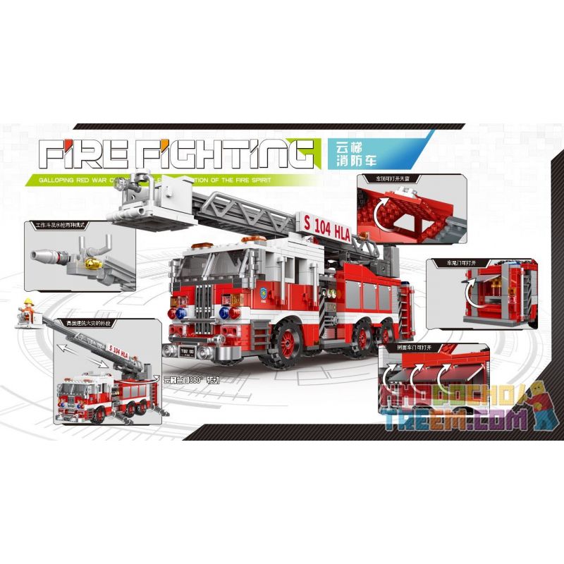XINGBAO XB-03031 03031 XB03031 non  XE CỨU HỎA THANG XOAY bộ đồ chơi xếp lắp ráp ghép mô hình Fire Rescure FIRE-FIGHTING TRUNTABLE LADDER 711 khối XINGBAO XB-03031 03031 XB03031 non  XE CỨU HỎA THANG XOAY bộ đồ chơi xếp lắp ráp ghép mô hình Fire Rescure FIRE-FIGHTING TRUNTABLE LADDER 711 khối