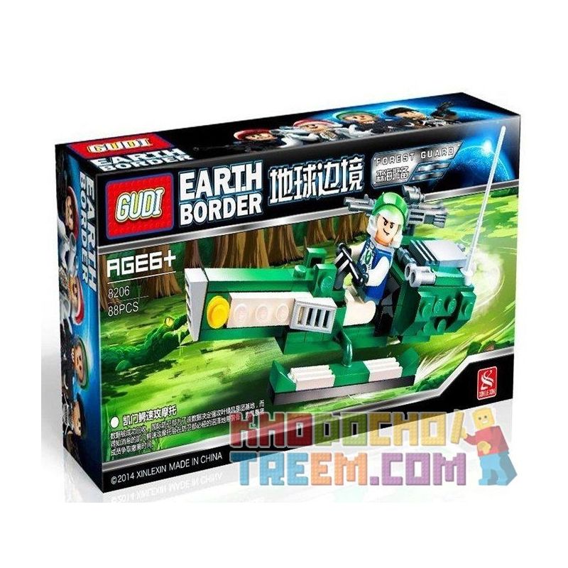GUDI 8206 Xếp hình kiểu Lego EARTH BORDER Earth Frontier Caiman Fast Attack Motorcycle Moto Bay 88 khối