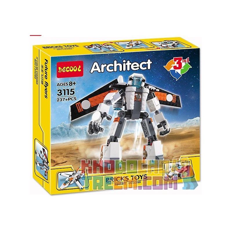 NOT Lego FUTURE FLYER 31034 Decool 31012 3122 3115 Jisi 31012 3122 3115 xếp lắp ráp ghép mô hình ROBOT MÁY BAY PHẢN LỰC Ô TÔ ĐUA TỜ RƠI TƯƠNG LAI Creator Sáng Tạo 237 khối