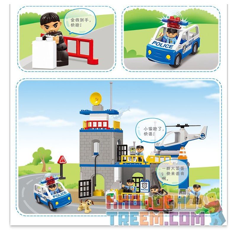 JUN DA LONG TOYS JDLT 5136A Xếp hình kiểu    Defeating Fugitives Đánh Bại Kẻ Đào Tẩu 92 khối