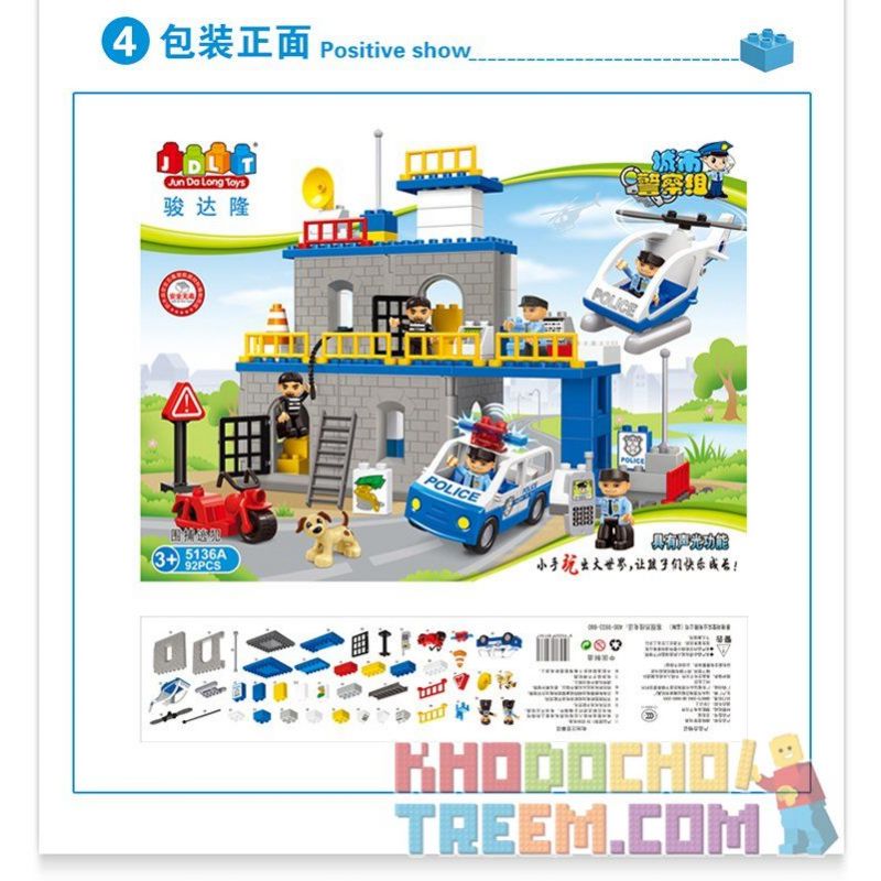 JUN DA LONG TOYS JDLT 5136A Xếp hình kiểu    Defeating Fugitives Đánh Bại Kẻ Đào Tẩu 92 khối