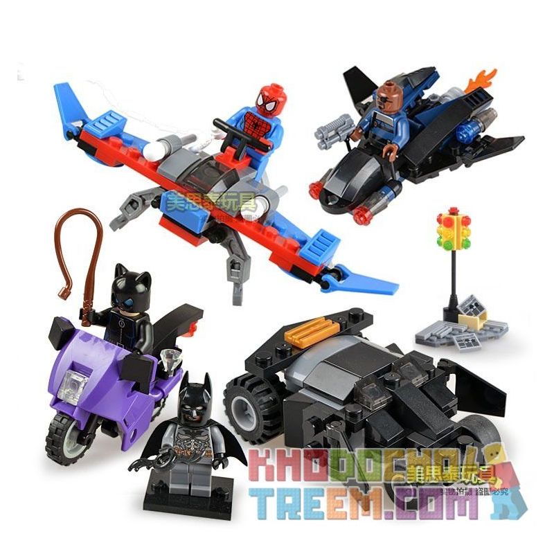SHENG YUAN SY 201 SY201 Xếp hình kiểu Lego MARVEL SUPER HEROES Spider Man Batman Cat Woman Người Dơi Người Nhện Miêu Nữ gồm 2 hộp nhỏ 233 khối
