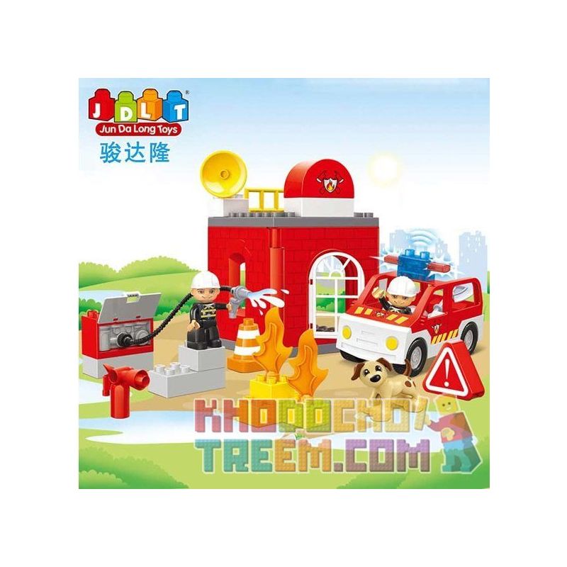 JUN DA LONG TOYS JDLT 5151A Xếp hình kiểu Lego Duplo DUPLO Happy And Hearty Firefighter Những Chú Lính Cứu Hỏa Vui Vẻ 32 khối