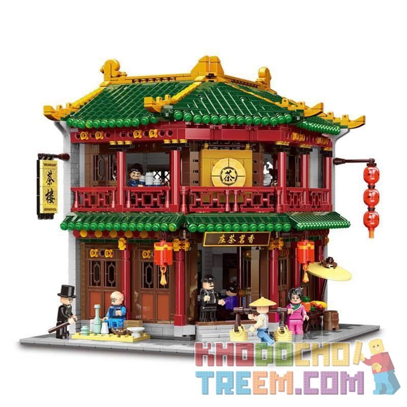 XINGBAO XB-01021 01021 XB01021 non Lego QUÁN TRÀ CỔ KÍNH bộ đồ chơi xếp lắp ráp ghép mô hình Chinatown TEAHOUSE Khu Phố Tàu 3033 khối