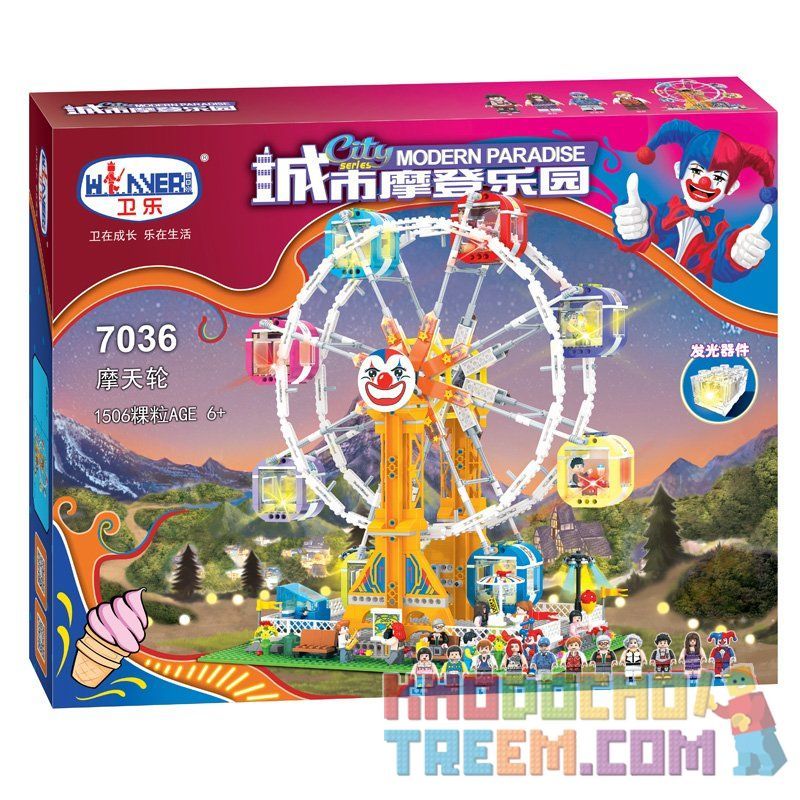 Winner 7036 Xếp hình kiểu Lego City Modern Paradise Ferris Wheel Đu Quay Bánh Xe Khổng Lồ 1506 khối Winner 7036 Xếp hình kiểu Lego City Modern Paradise Ferris Wheel Đu Quay Bánh Xe Khổng Lồ 1506 khối