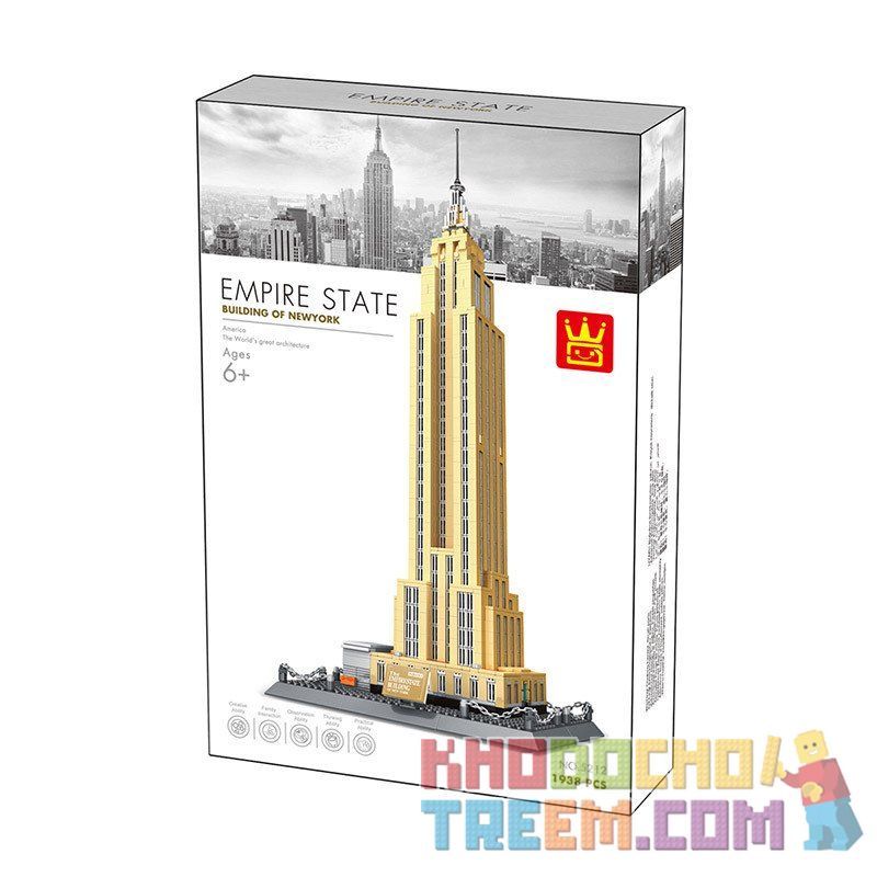 WANGE 5212 non Lego TÒA NHÀ CHỌC TRỜI NEW YORK bộ đồ chơi xếp lắp ráp ghép mô hình Architecture THE EMPIRE STATE BUILDING OF NEWYORK Công Trình Kiến Trúc 1938 khối