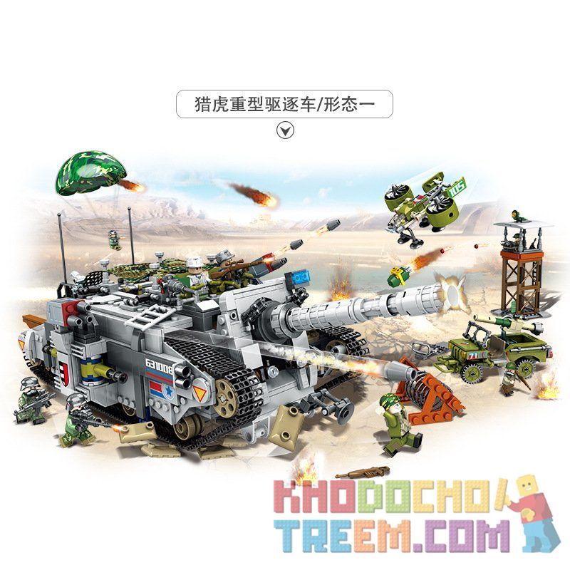 PanlosBrick 631008 Panlos Brick 631008 non  XE TĂNG ĐẦU PHÁO HỦY DIỆT bộ đồ chơi xếp lắp ráp ghép mô hình Justice Action Thi Hành Công Lý 1735 khối