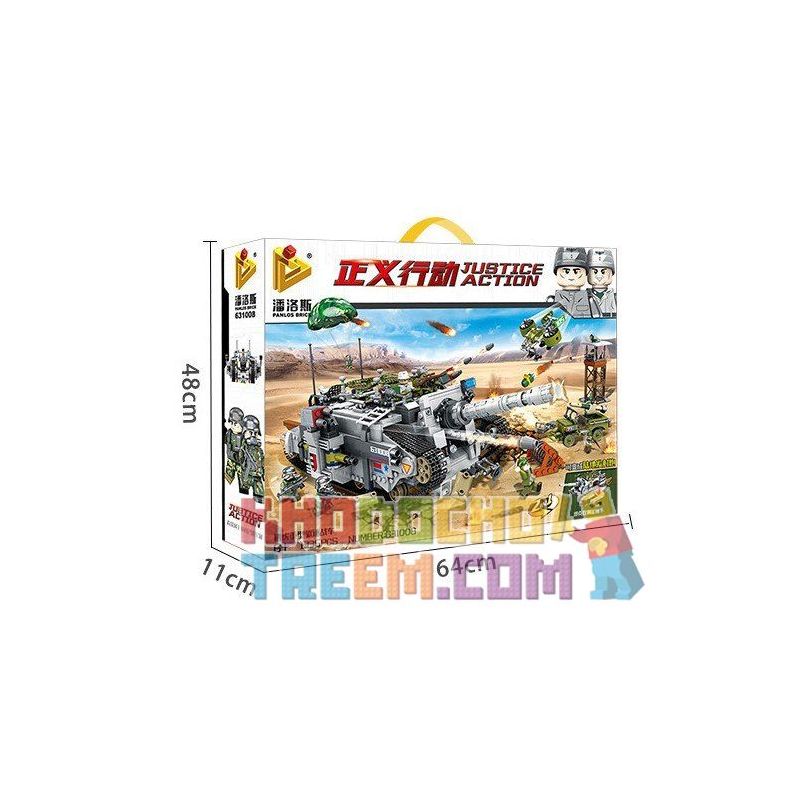 PanlosBrick 631008 Panlos Brick 631008 non  XE TĂNG ĐẦU PHÁO HỦY DIỆT bộ đồ chơi xếp lắp ráp ghép mô hình Justice Action Thi Hành Công Lý 1735 khối