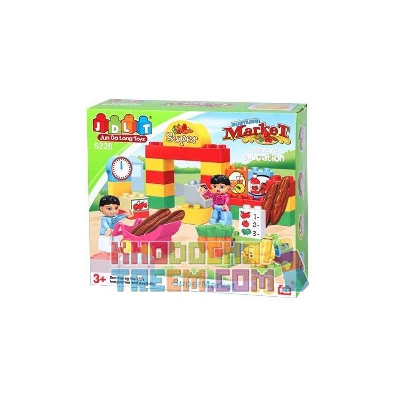 JUN DA LONG TOYS JDLT 5220A Xếp hình kiểu Lego Duplo DUPLO Ready To Go The Market With Kids Bé Tập Đi Chợ 38 khối
