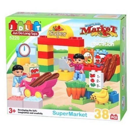 JUN DA LONG TOYS JDLT 5220A Xếp hình kiểu    Ready To Go The Market With Kids Bé Tập Đi Chợ 38 khối