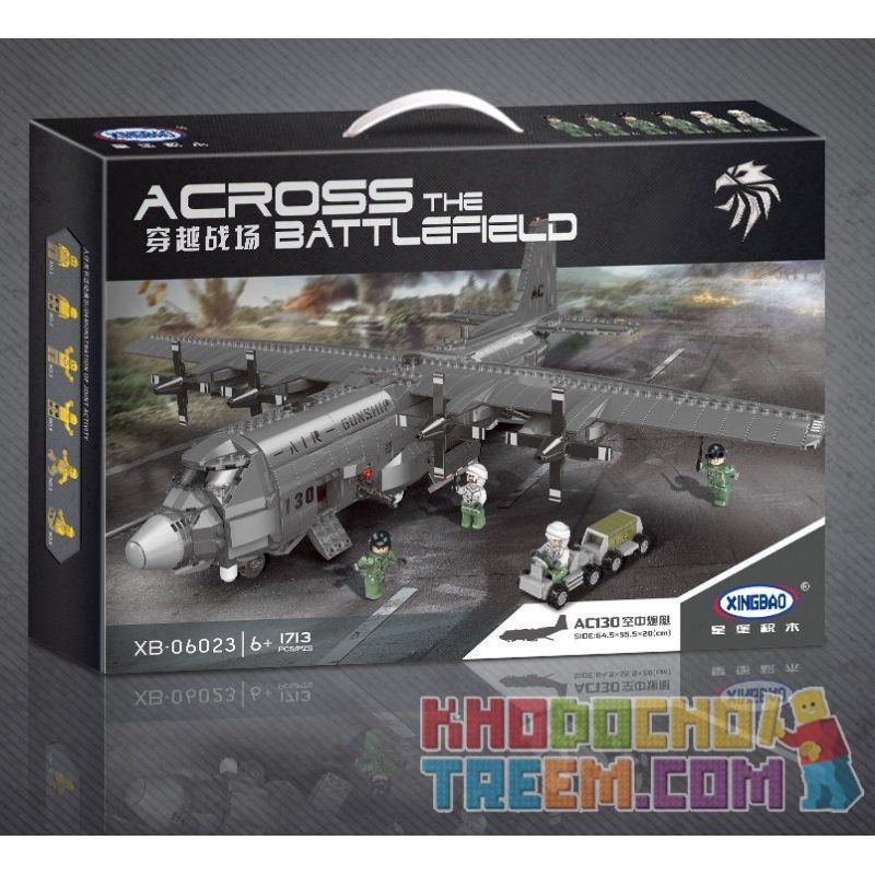 XINGBAO XB-06023 06023 XB06023 non  MÁY BAY CHIẾN ĐẤU AC130 bộ đồ chơi xếp lắp ráp ghép mô hình Across The Battlefield ACROSS THE BATTLEFIELD AC130 Băng Qua Chiến Trường 1713 khối