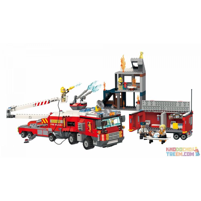 Enlighten 2810 Qman 2810 non  ĐỘI CỨU HỎA GIẢI NGÔI NHÀ CHÁY bộ đồ chơi xếp lắp ráp ghép mô hình Fire Rescure FIRE RESCUE 996 khối