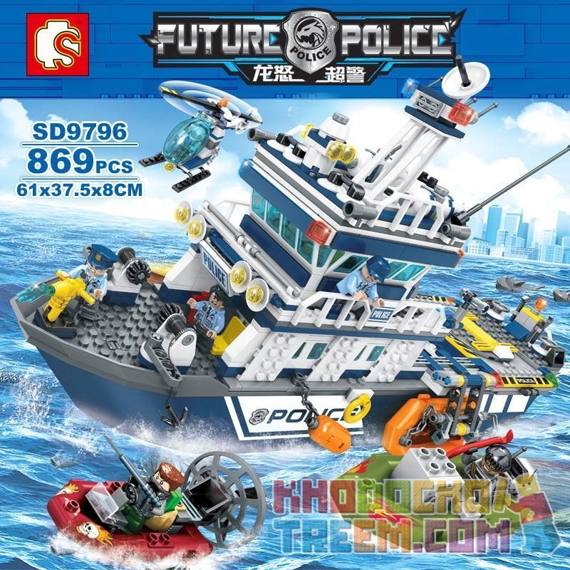 SEMBO 9796 SD9796 9796 Xếp hình kiểu  CITY Future Police Tàu Tuần Tra Của Cảnh Sát gồm 2 hộp nhỏ 869 khối