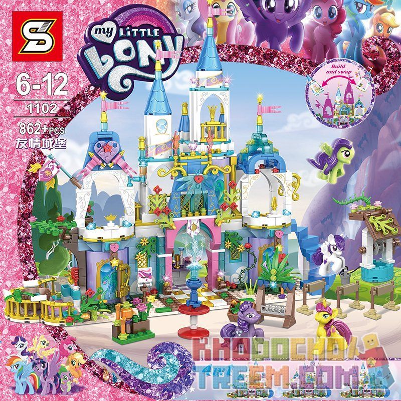 SHENG YUAN SY 1102 non Lego LÂU ĐÀI CỦA NGỰA PONY bộ đồ chơi xếp lắp ráp ghép mô hình My Little Pony Chú Ngựa Nhỏ 862 khối