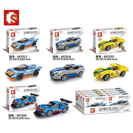 SEMBO 607017 607018 Xếp hình kiểu  SPEED CHAMPIONS Porsche 911 RSR And 911 Turbo 3.0 Bộ 4 Xe đua gồm 2 hộp nhỏ 732 khối