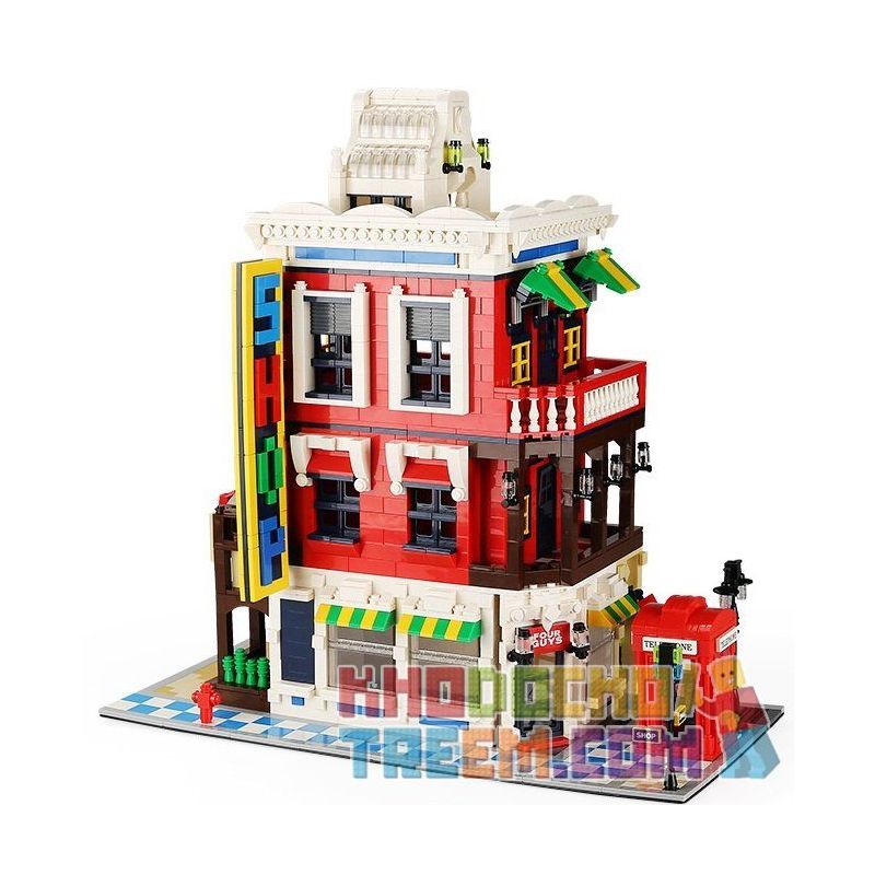WANGE 6311 non Lego CỬA HÀNG GÓC PHỐ bộ đồ chơi xếp lắp ráp ghép mô hình Modular Buildings CORNER STORE Mô Hình Nhà Cửa 2332 khối