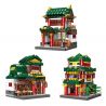 XINGBAO XB non  NHÀ XAY XÁT ĐẾN THỜ HÀNG THỊT GẠO QUÁN ĂN GIẤM bộ đồ chơi xếp lắp ráp ghép mô hình Mini Modular GRISTMILL、ANCESTRAL HALL、BUTCHER'S SHOP、RICE SHOP、RESTAURANT、VINEGAR Đường Phố Thu Nhỏ 2111 khối