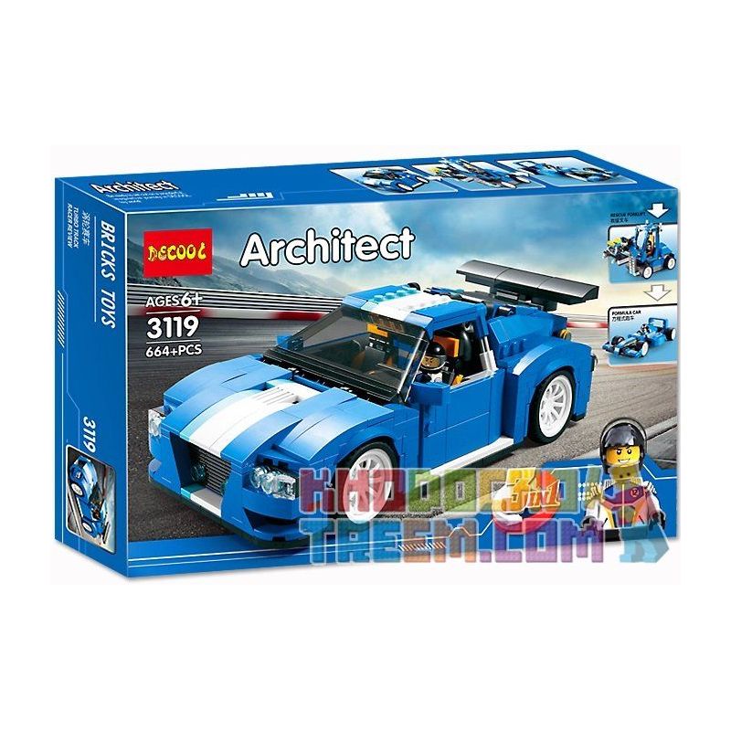 NOT Lego TURBO TRACK RACER 31070 JISI 3119 xếp lắp ráp ghép mô hình 3 LOẠI XE TAY ĐUA ĐƯỜNG TURBO Creator Sáng Tạo 664 khối