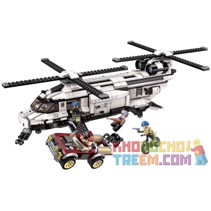 Enlighten 3208 Qman 3208 Xếp hình kiểu Lego ThunderMission Thunder Mission Sky Đánh Chặn Tên Khủng Bố Bằng Trực Thăng Của Quân Đ
