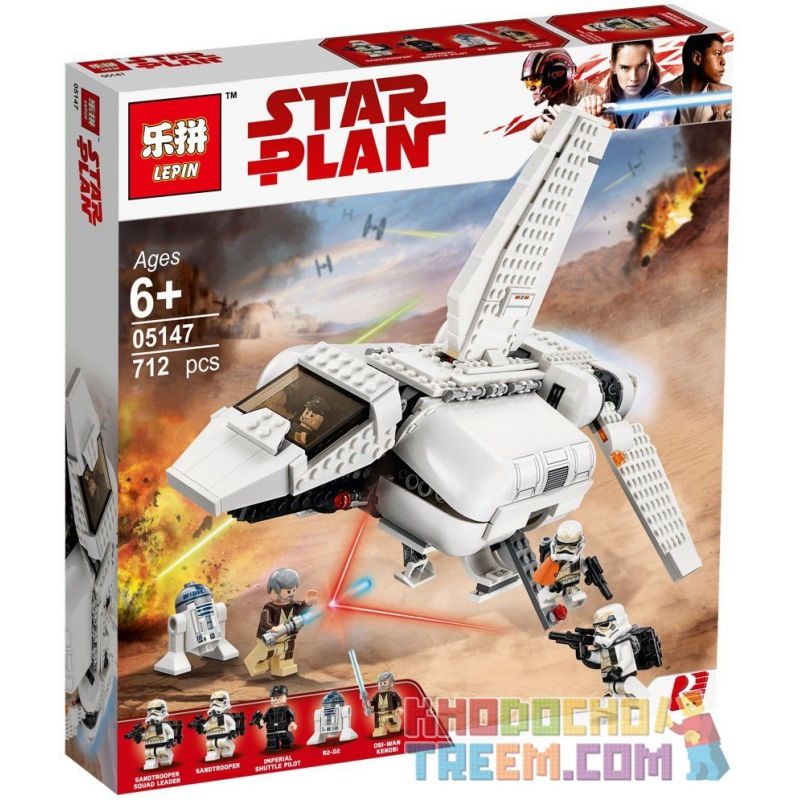 NOT Lego IMPERIAL LANDING CRAFT 75221 LEPIN 05147 xếp lắp ráp ghép mô hình TÀU VẬN CHUYỂN HOÀNG GIA ĐỔ BỘ Star Wars Chiến Tranh Giữa Các Vì Sao 636 khối