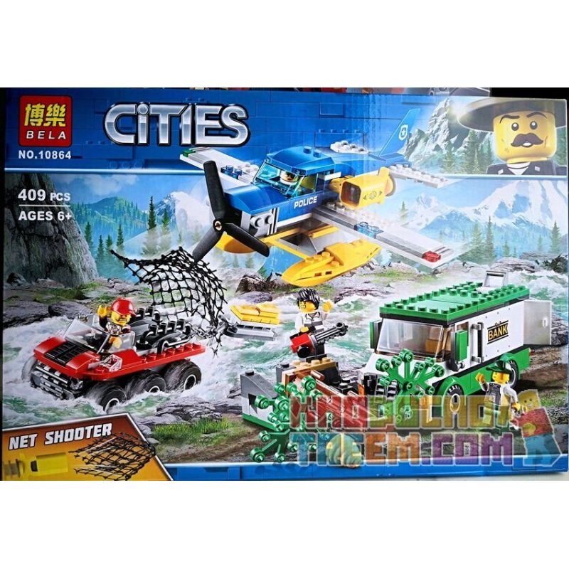 NOT Lego MOUNTAIN RIVER HEIST 60175 Bela 10864 Lari 10864 xếp lắp ráp ghép mô hình THỦY PHI CƠ CẢNH SÁT BẮT CƯỚP VỤ SÔNG NÚI City Thành Phố 387 khối