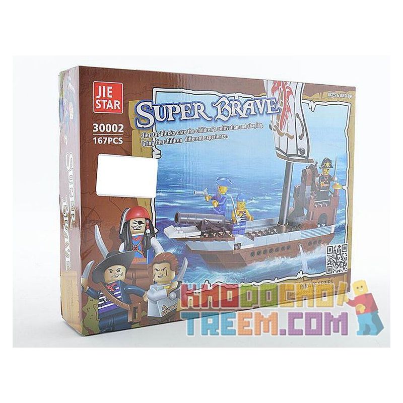 JIE STAR 30002 Xếp hình kiểu Lego PIRATES OF THE CARIBBEAN Super Brave Thuyền Hải Tặc Nhỏ 167 khối