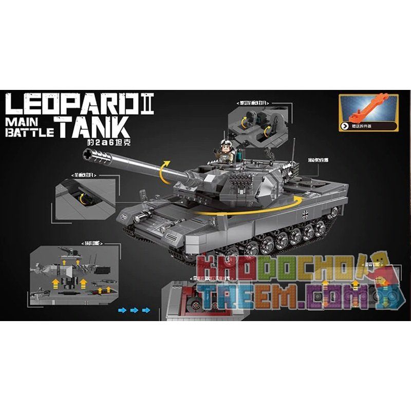 XINGBAO XB-06032 06032 XB06032 non  XE TĂNG CHỦ LỰC bộ đồ chơi xếp lắp ráp ghép mô hình Creator LEOPARD II MAIN BATTLE TANK Sáng Tạo 1426 khối