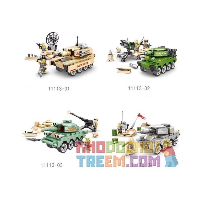 LE DI PIN JZ11113 11113 JZ11113-1 11113-1 JZ11113-2 11113-2 JZ11113-3 11113-3 JZ11113-4 11113-4 Xếp hình kiểu Lego MILITARY ARMY 4 In 1 World War II Tank 4 Xe Tăng Thế Chiến Thứ 2 gồm 4 hộp nhỏ 1308 khối