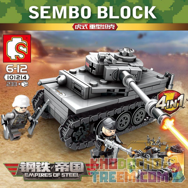 SEMBO 101213 101214 101215 101216 non  4 XE TĂNG KẾT HỢP THÀNH 1 LỚN bộ đồ chơi xếp lắp ráp ghép mô hình Empires Of Steel Đế Chế Thép 957 khối