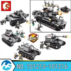 SEMBO 101213 101214 101215 101216 non  4 XE TĂNG KẾT HỢP THÀNH 1 LỚN bộ đồ chơi xếp lắp ráp ghép mô hình Empires Of Steel Đế Chế Thép 957 khối