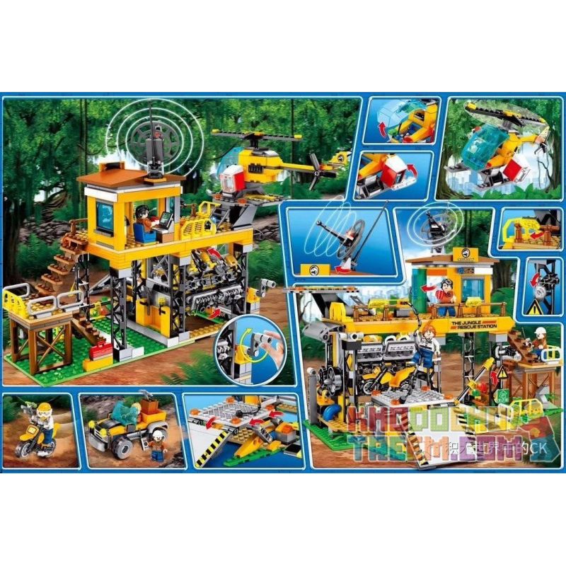 SEMBO 603032 non  TRẠM CỨU HỘ TRONG RỪNG bộ đồ chơi xếp lắp ráp ghép mô hình Rescue Team Đội Cứu Hộ 725 khối