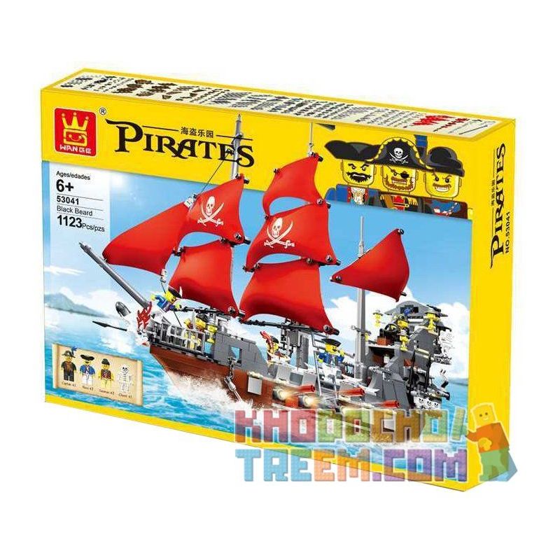 WANGE DR.LUCK 53041 non  HẢI TẶC RÂU ĐEN bộ đồ chơi xếp lắp ráp ghép mô hình Pirates Of The Caribbean PIRATES BLACK BEARD Cướp Biển Vùng Caribe 1123 khối