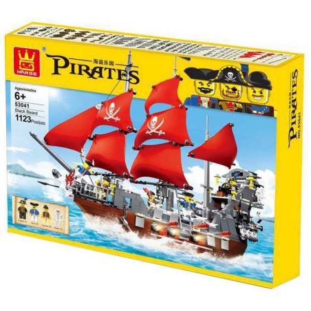 WANGE DR.LUCK 53041 non  HẢI TẶC RÂU ĐEN bộ đồ chơi xếp lắp ráp ghép mô hình Pirates Of The Caribbean PIRATES BLACK BEARD Cướp Biển Vùng Caribe 1123 khối