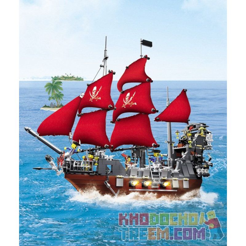WANGE DR.LUCK 53041 non  HẢI TẶC RÂU ĐEN bộ đồ chơi xếp lắp ráp ghép mô hình Pirates Of The Caribbean PIRATES BLACK BEARD Cướp Biển Vùng Caribe 1123 khối