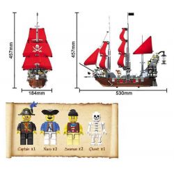 WANGE DR.LUCK 53041 non  HẢI TẶC RÂU ĐEN bộ đồ chơi xếp lắp ráp ghép mô hình Pirates Of The Caribbean PIRATES BLACK BEARD Cướp Biển Vùng Caribe 1123 khối