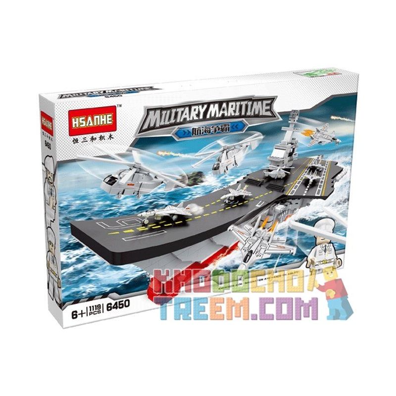 HSANHE 6450 Xếp hình kiểu  MILITARY ARMY Aircraft Carrier Tàu Sân Bay Liêu Ninh 1119 khối