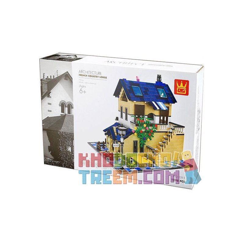 WANGE DR.LUCK 5311 non  NHÀ NGHỈ KIỂU PHÁP bộ đồ chơi xếp lắp ráp ghép mô hình Mini Modular FRENCH COUNTRY LODGE Đường Phố Thu Nhỏ 1298 khối