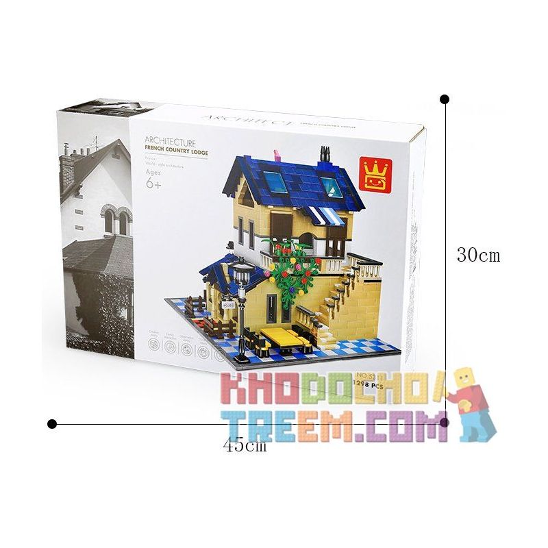WANGE DR.LUCK 5311 non  NHÀ NGHỈ KIỂU PHÁP bộ đồ chơi xếp lắp ráp ghép mô hình Mini Modular FRENCH COUNTRY LODGE Đường Phố Thu Nhỏ 1298 khối