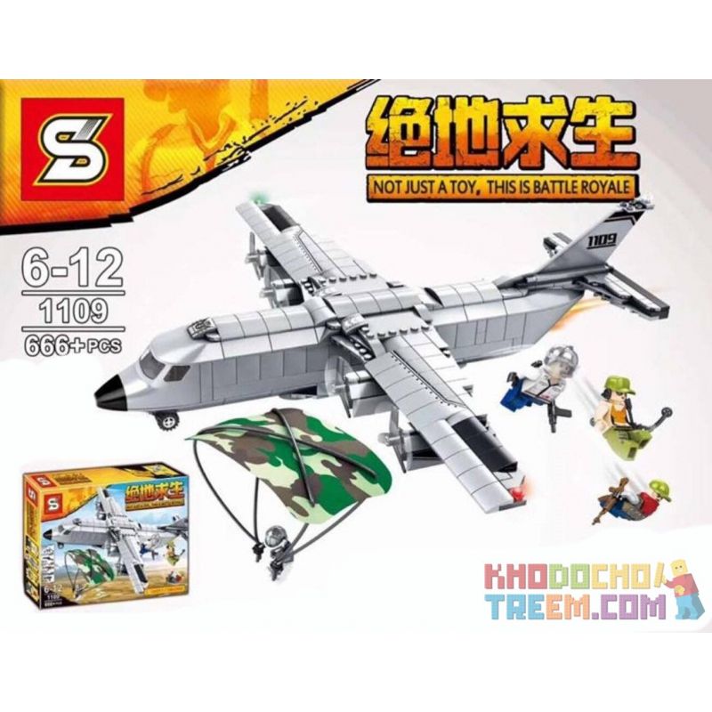 SHENG YUAN SY 1109 non Lego MÁY BAY VẬN TẢI QUÂM SỰ JEDI C-130 bộ đồ chơi xếp lắp ráp ghép mô hình Pubg Battlegrounds Bắn Súng 666 khối