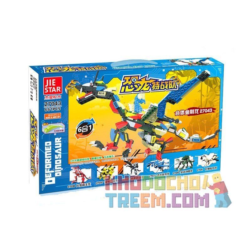 JIE STAR 27043 Xếp hình kiểu  CREATOR 6 In 1 Dinosaur Set Khủng Long 661 khối